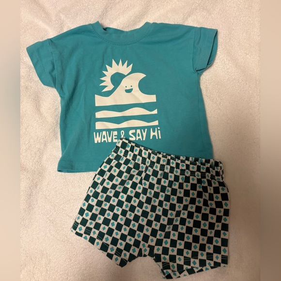 Cat & Jack Other - Cat & Jack Teal 'Wave & Say Hi' 2 Piece Set